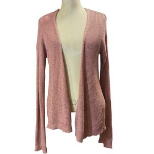 Charlotte Russe S Open Front Cardigan Dusty Rose Lace-Up Back Knit Sweater